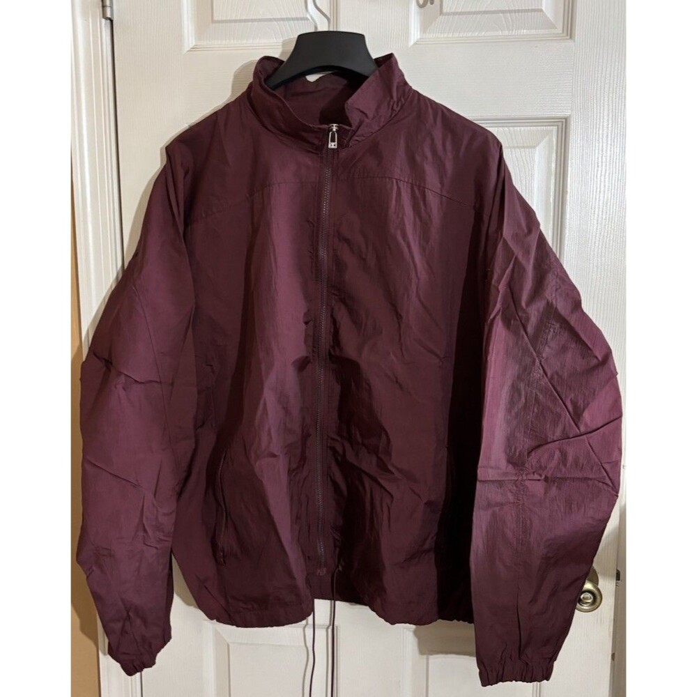 Vintage Champion Full Zip Burgundy Windbreaker Jacket Zip Pockets Men’s Size 2XL
